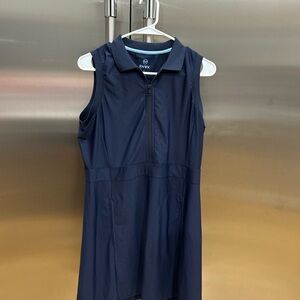 Navy Sleeveless Zip-Up Dress